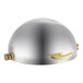 A silver dome with a gold handle.