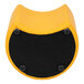 A yellow and black Flash Furniture Nicholas soft seating moon ottoman with a black base.