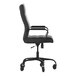 A black Flash Furniture office chair with wheels and black arm rests.