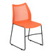 An orange Flash Furniture Hercules plastic chair with a black frame.