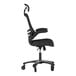 A Flash Furniture black mesh office chair with black armrests and wheels.