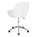 A Flash Furniture white leather office chair with wheels and chrome legs.
