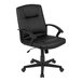 A Flash Furniture black LeatherSoft office chair with arms and wheels.