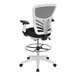 A black mesh mid-back office chair with a white frame.