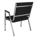 A Flash Furniture black and silver metal bariatric reception arm chair with a black seat.