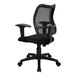 A Flash Furniture Alber black mesh office chair with arms.