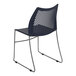 A navy Flash Furniture Hercules stacking chair with a gray metal frame and a mesh back.