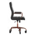 A Flash Furniture black leather office chair with a copper frame and roller wheels.
