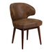 A Flash Furniture brown microfiber chair with wooden legs.