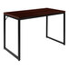 A brown and black Flash Furniture Tiverton office desk with a metal frame.