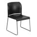 A black Flash Furniture Hercules stacking chair with a gray metal sled base.
