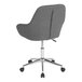 A back view of a Flash Furniture Cortana dark gray fabric mid-back swivel office chair with a chrome base and wheels.