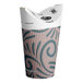 A white paper LK Packaging ReadyFresh coffee cup with a butterfly design.