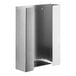 A stainless steel silver triple box glove dispenser with two doors.