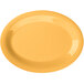 A close-up of a yellow oval GET Tropical Yellow Diamond Mardi Gras Melamine Platter.