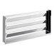 A stainless steel Avantco front grille with black stripes on a white background.