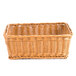 A honey-colored plastic cascading basket with a close-up of the texture.