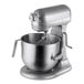 A KitchenAid contour silver bowl lift mixer with standard accessories.