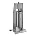 A Tre Spade stainless steel manual vertical sausage stuffer on a stand.