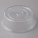A clear plastic Carlisle plate cover with a circular rim.