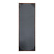 A rectangular black board with bronze corners.