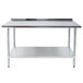 Advance Tabco FLAG-245-X 24" x 60" 16 Gauge Stainless Steel Work Table with 1 1/2" Backsplash and Galvanized Undershelf Main Thumbnail 1