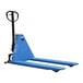 A blue Eoslift pallet jack with a white background.