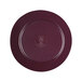A purple round melamine plate with a reactive glaze finish.