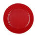 A red plate with a red reactive glaze finish.