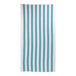 A teal and white striped pool towel.