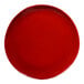 A red Elite Global Solutions melamine plate with a reactive glaze surface and white circle in the center.