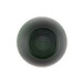 A black round melamine bowl with a green reactive glaze circle inside.