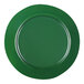 An Elite Global Solutions Maya green melamine plate with a green reactive glaze.