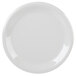 A Carlisle Sierrus white melamine plate with a white rim.