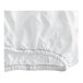 A white 1888 Mills Dependability king size fitted sheet with a crease.