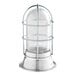 A metal and plastic caged lantern with a plastic-coated glass globe inside.