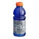 A blue plastic Gatorade bottle with a label.