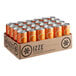 A cardboard box of Izze Clementine sparkling juice soda cans.