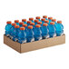 A cardboard box full of blue Gatorade Cool Blue sports drink bottles.