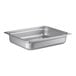 A stainless steel Choice 1/2 Size steam table pan with a lid.