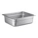 A Choice stainless steel 1/2 size steam table pan with a lid.