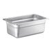 A Choice stainless steel 1/4 size steam table pan with a lid.