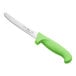 A Choice utility knife with a neon green handle.