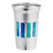 A silver Ball aluminum cup with blue stripes and the Everyday logo.