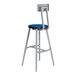 A National Public Seating Titan lab stool with a gray metal frame and a blue seat and backrest.
