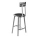 A National Public Seating Titan gray metal lab stool with a black seat and backrest.