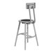 A gray steel National Public Seating lab stool with a black poly back and seat.