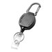 A black KEY-BAK Sidekick retractable keychain with a carabiner, dual ID strap, and split ring.