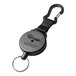 A KEY-BAK Securit heavy-duty keychain with a black strap and metal ring.
