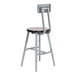 A National Public Seating gray steel lab stool with gray nebula seat and backrest.